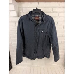Alesbury Mens Large Navy Canvas Plaid Lined Corduroy Collar Work Jacket
